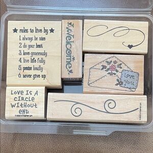 Stampin' Up! Wooden Stamp Set - Natural and Black Designs